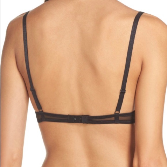 New Free People Black Sheer Mesh Triangle Underwire Bra, Size 32B - Picture 6 of 16